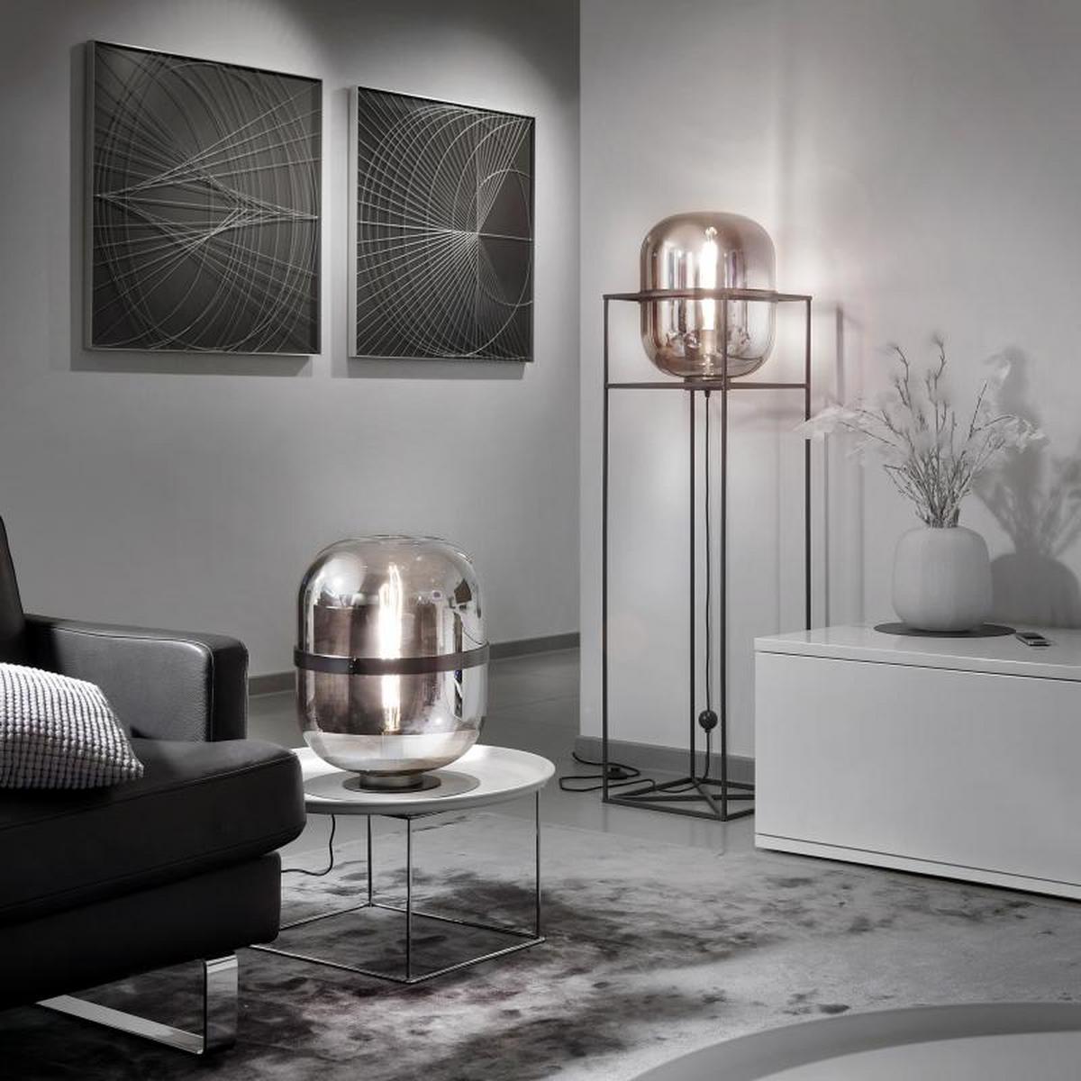 LAMPA STOŁOWA BALONI - srebrny/czarny, Design, metal/szkło (34/45cm) - Sompex