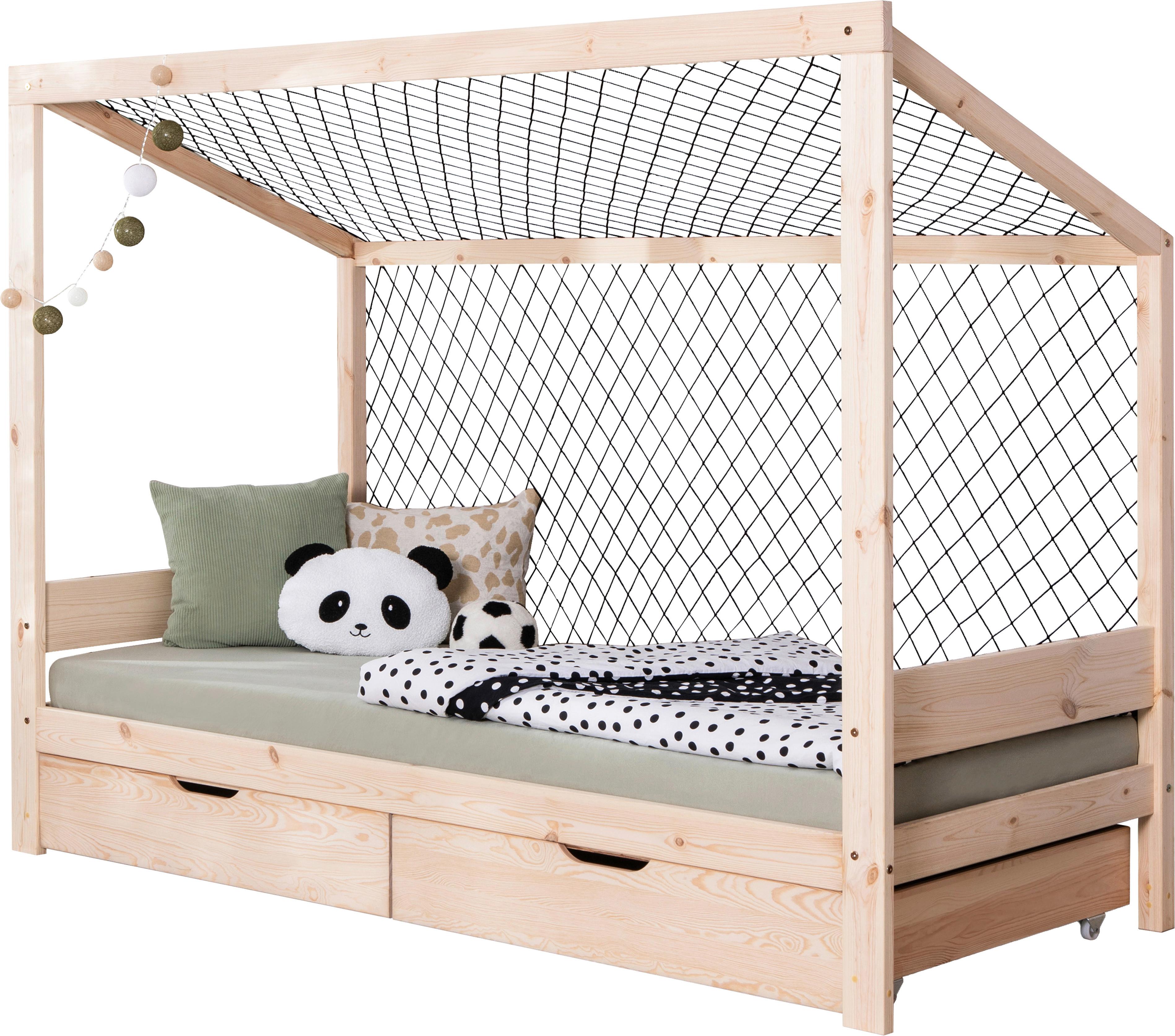 Stauraumbett Holz Fußballf ca. 97x213 cm Kiefer - Naturfarben, MODERN, Holz/Textil (90/200cm) - Livetastic