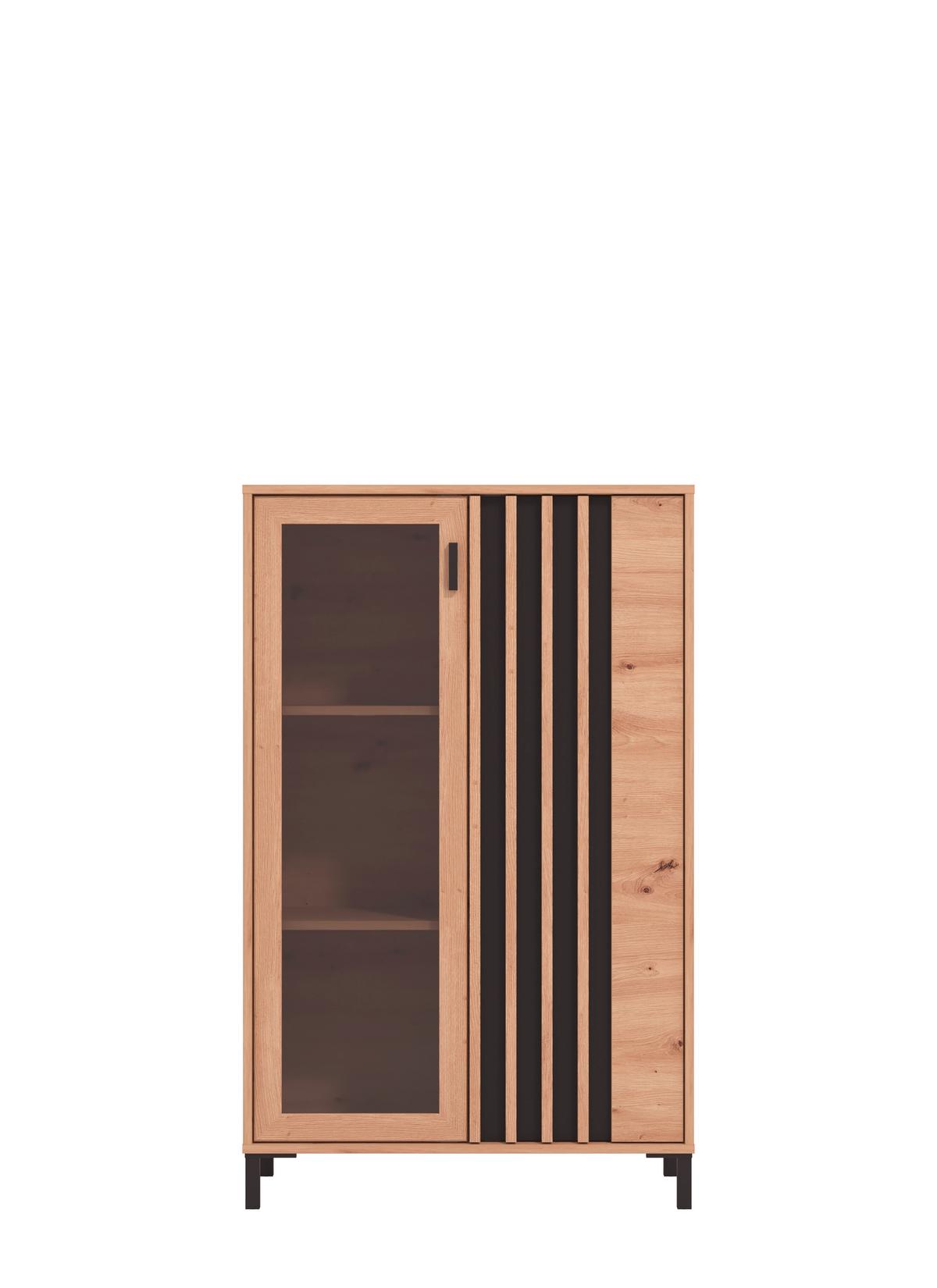 Highboard Laval Schwarz/Eiche Artisan - Schwarz/Eiche Artisan, MODERN, Holzwerkstoff/Kunststoff (80/129/40cm) - P & B