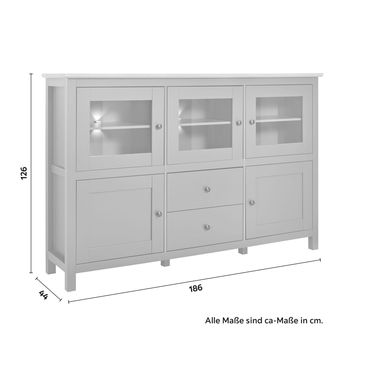 Komoda Claudio - boje grafita/tamno siva, Moderno, staklo/drvo (186/126/44cm) - Bessagi Home