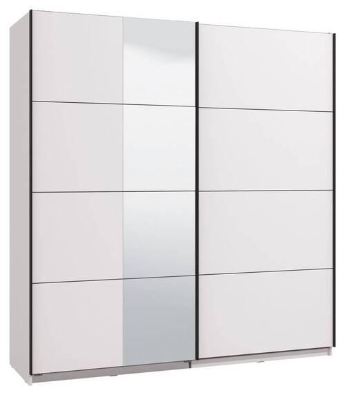 Schwebetürenschrank Gard 200 in Weiss - Weiss/Schwarz, Konventionell, Holzwerkstoff/Metall (195/217/61cm) - Mömax