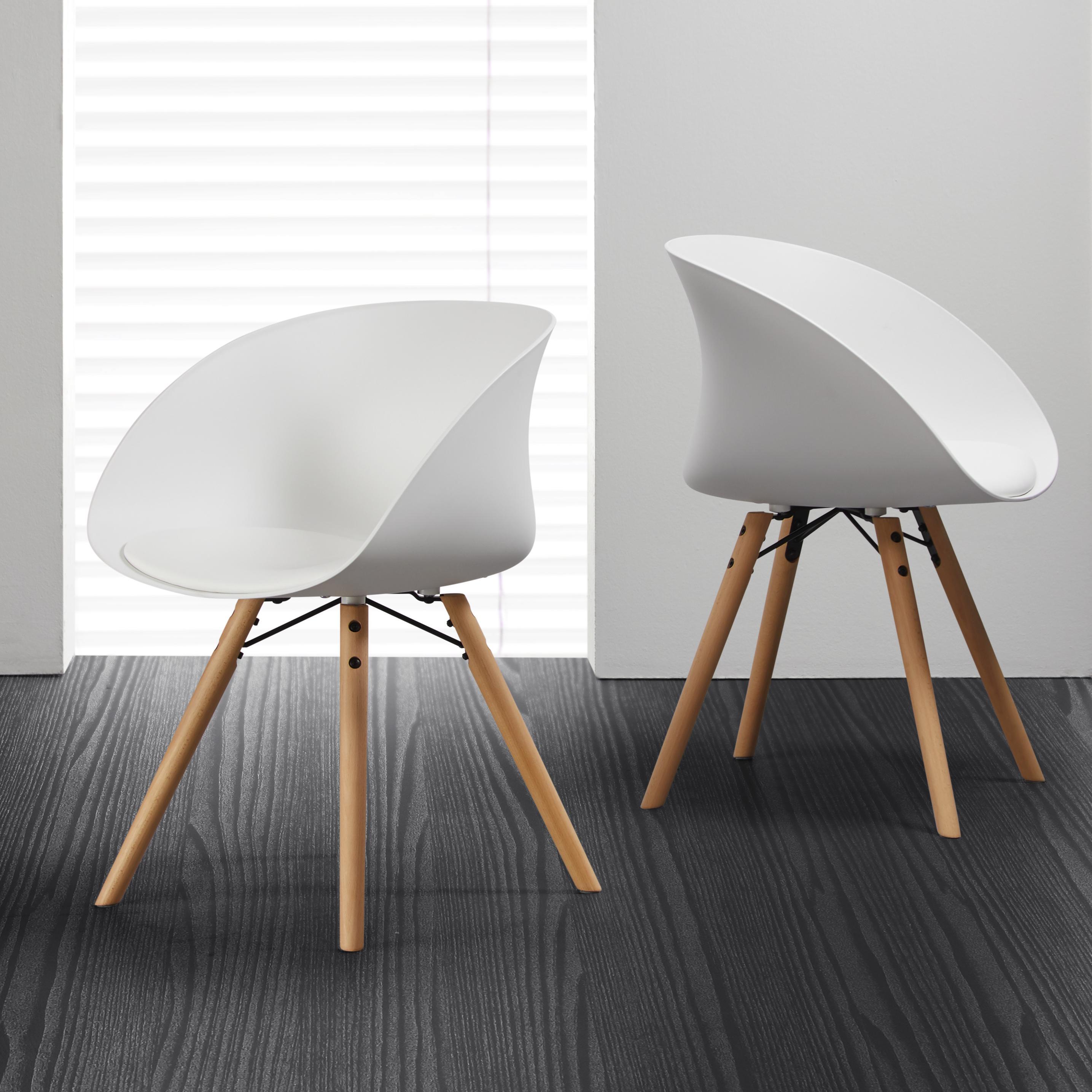 STUHL in Weiß 'Emely' - Buchefarben/Weiß, MODERN, Holz/Kunststoff (56/78/50,5cm) - Bessagi Home