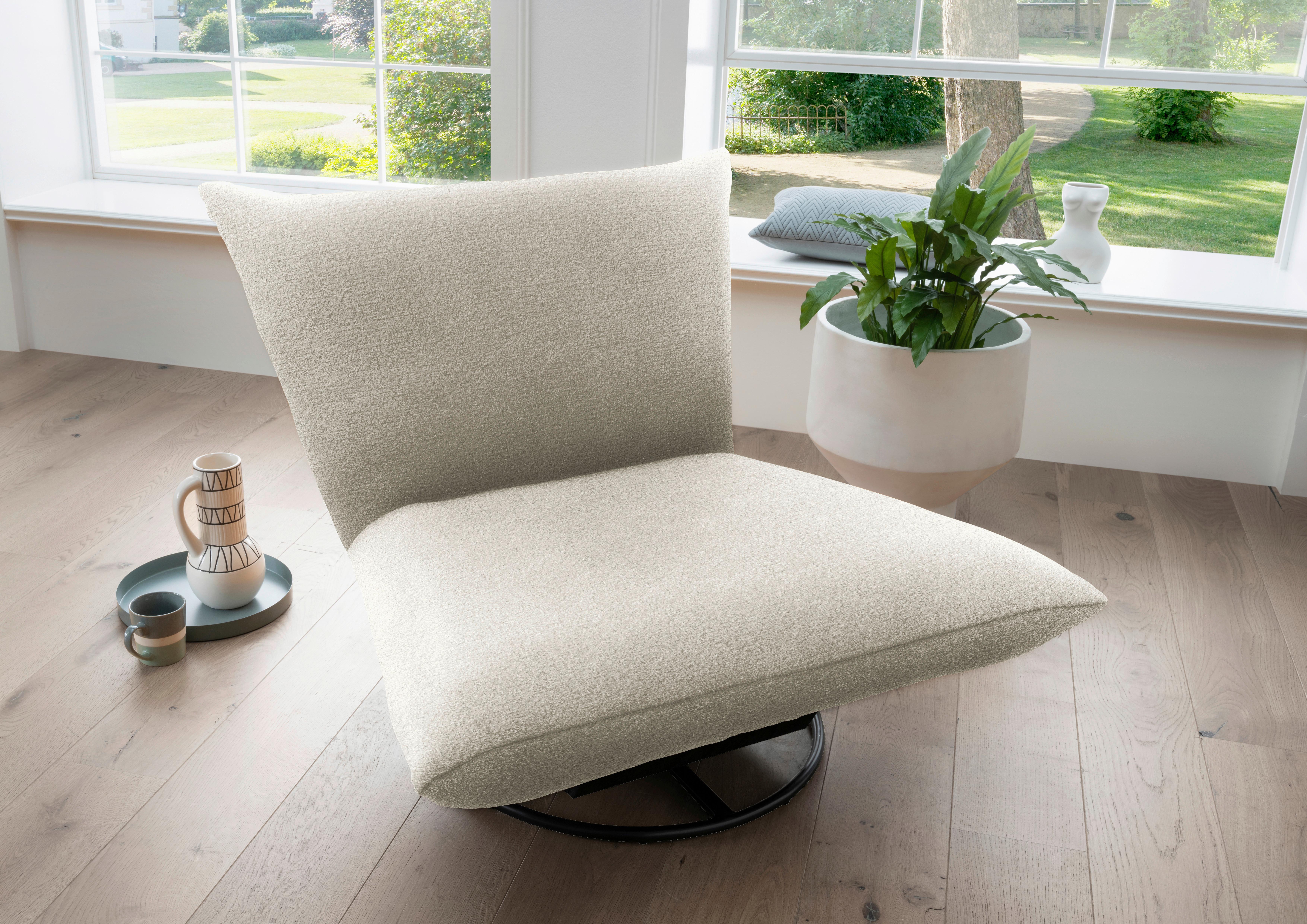 Relaxsessel Cremona ca. 100x78x96 cm Creme - Creme/Schwarz, Design, Textil/Metall (100/78/96cm) - Livetastic
