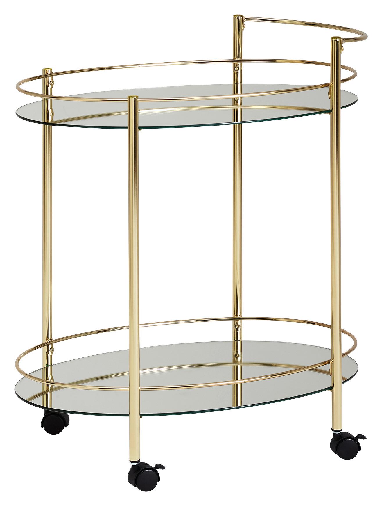 Servierwagen "WL6.007", gold - Goldfarben, Design, Glas/Kunststoff (46/67/79cm) - MID.YOU