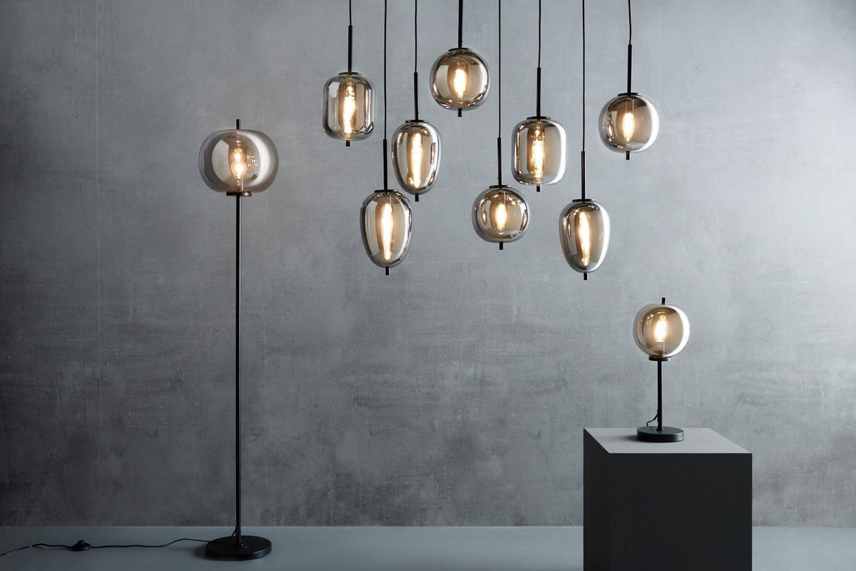 Hängeleuchte Blacky in Grau/Schwarz max. 40 Watt - Schwarz/Grau, MODERN, Glas/Metall (94/34/120cm)