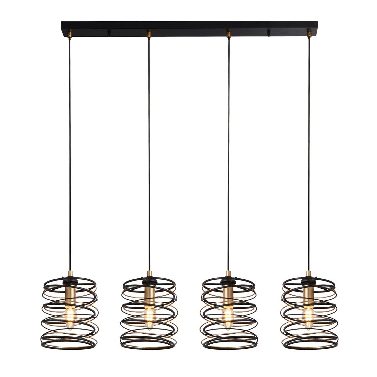 Függőlámpa Spring 85583-4bgo - fekete/aranyszínű, Design, fém (91/110/16cm)