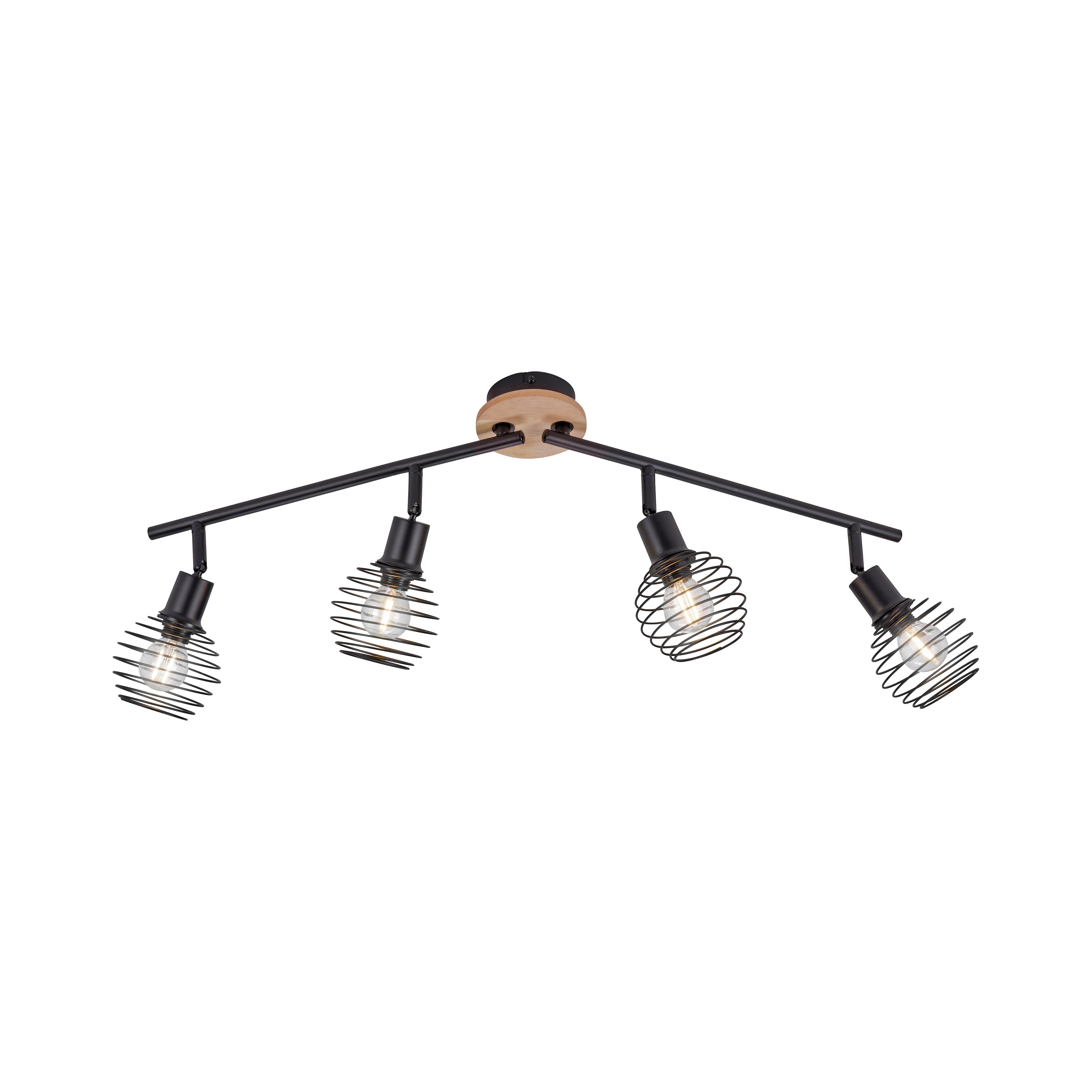 Deckenleuchte 15924-79 max. 40 Watt - Schwarz, Natur, Holz/Kunststoff (92/87/24cm)