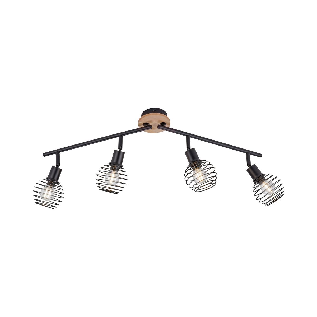 Deckenleuchte 15924-79 max. 40 Watt - Schwarz, Natur, Holz/Kunststoff (92/87/24cm)