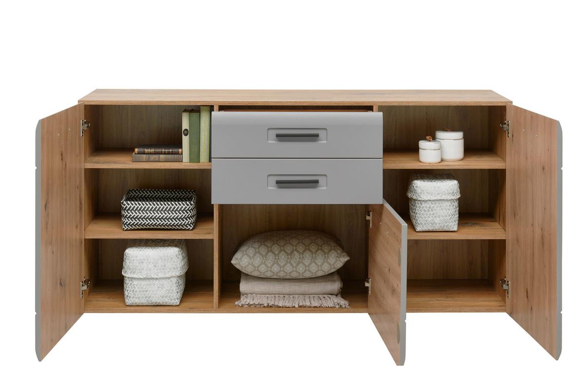 Komoda Auris, Barva Hrasta, Siva - siva, Moderno, umetna masa/leseni material (163,2/81,3/43,1cm) - Mömax