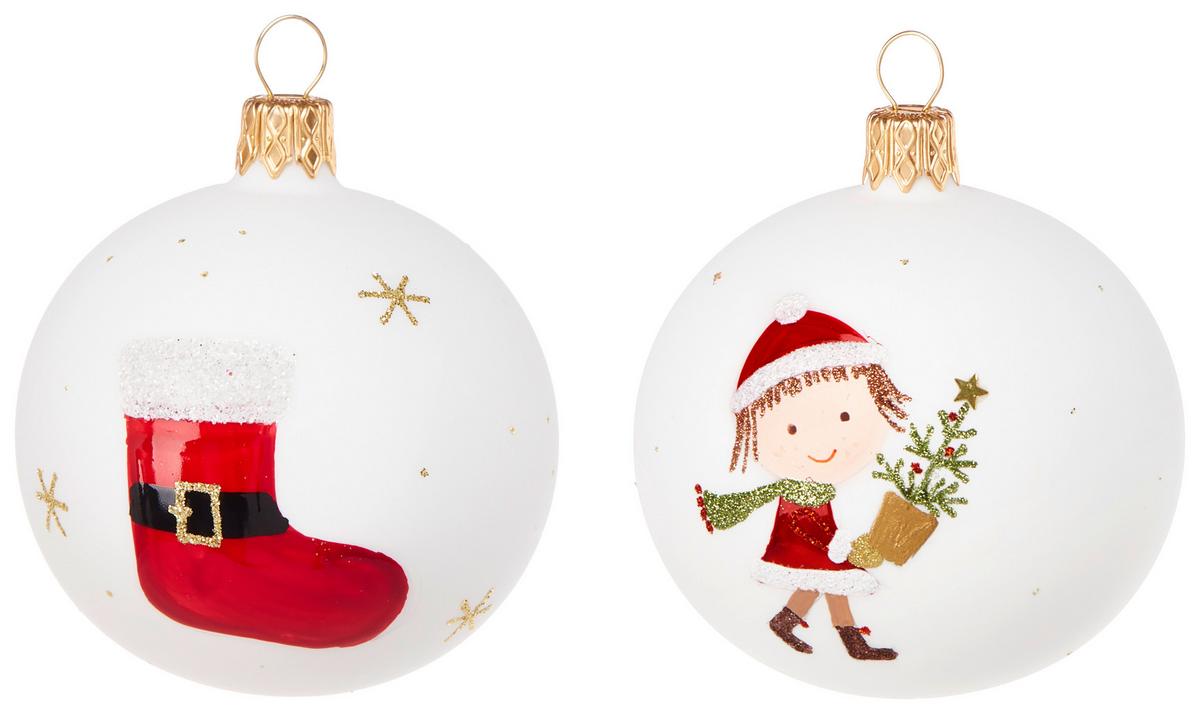 Christbaumkugel Isra in Weiß, 2 Stück - Weiß, Glas/Metall (7cm) - Modern Living