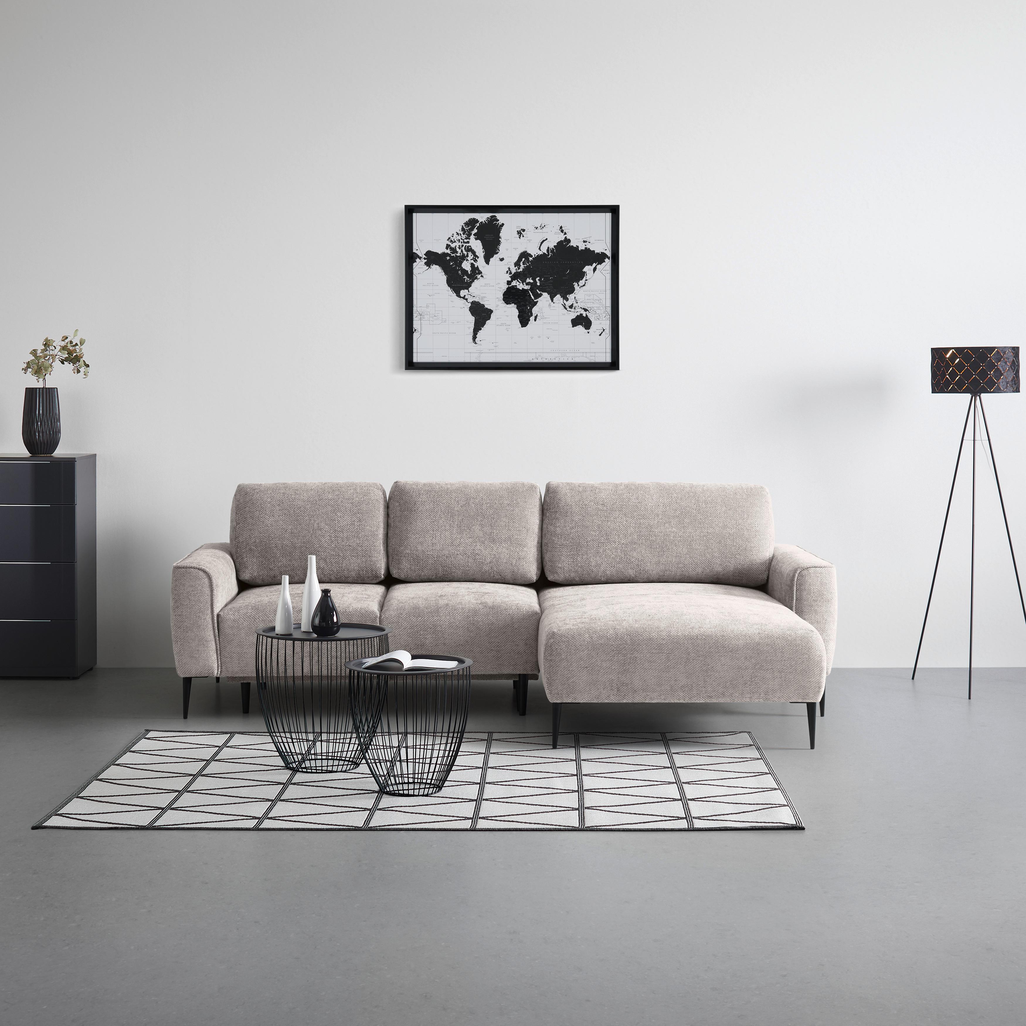 Ecksofa Custom Hellgrau - Hellgrau/Schwarz, MODERN, Textil/Metall (255/85/164cm) - Mömax