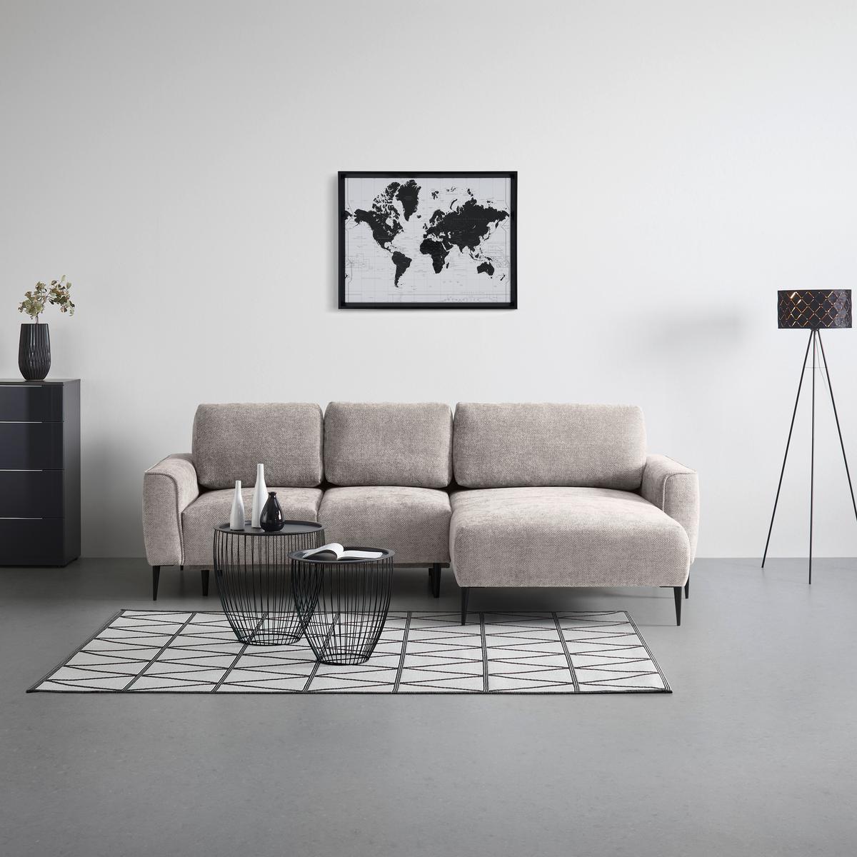 Kutna Garnitura Custom - crna/taupe, Moderno, tekstil/metal (255/164cm) - Mömax