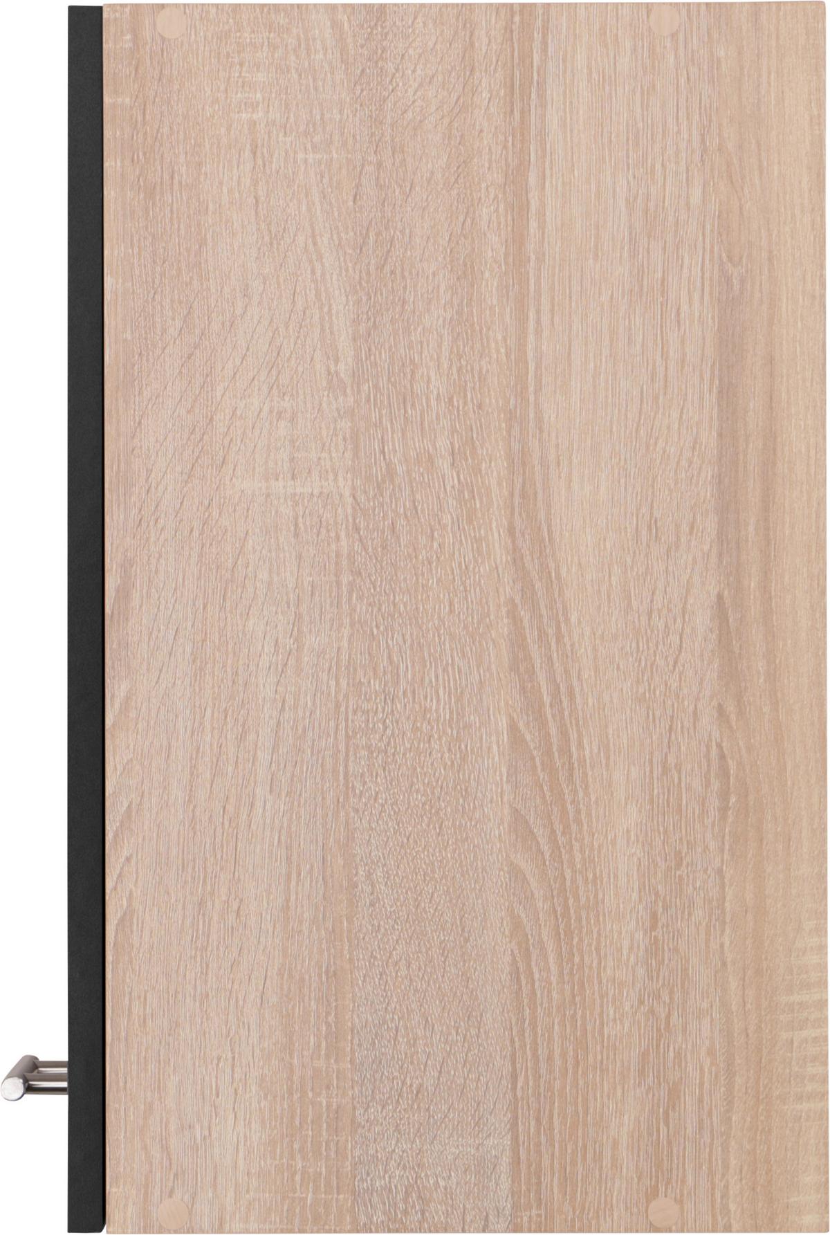 Kuhinjska Zgornja Omarica Merle, Barva Hrasta, Črna - srebrne barve/črna, Basics, kovina/leseni material (50/56,1/34,6cm) - Respekta