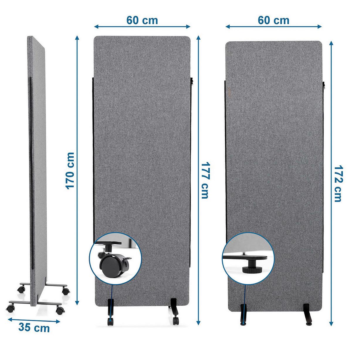 Pregradna Stena Flexmiut, Temno Siva - temno siva, Basics, kovina/umetna masa (60/177/35cm) - MID.YOU