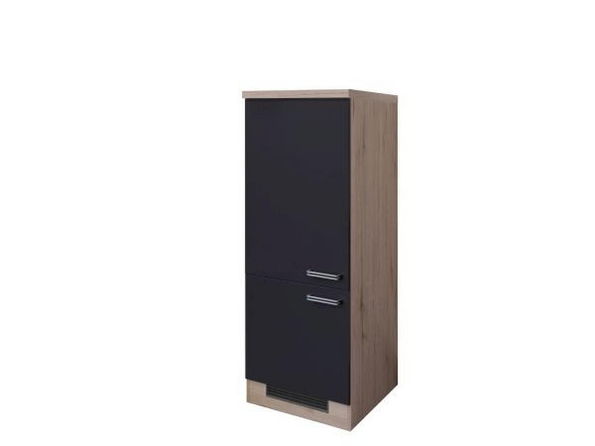 Geräteumbauschrank Anthrazit/Eiche - Edelstahlfarben/Eichefarben, MODERN, Holzwerkstoff/Metall (60/162/57cm) - FlexWell