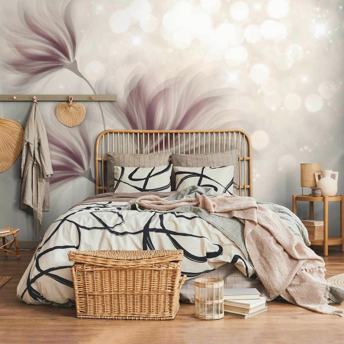 Fototapeta Luminous Morning, 300x210cm - bela/sivovijolična, Trendi, tekstil (300/210cm) - artgeist