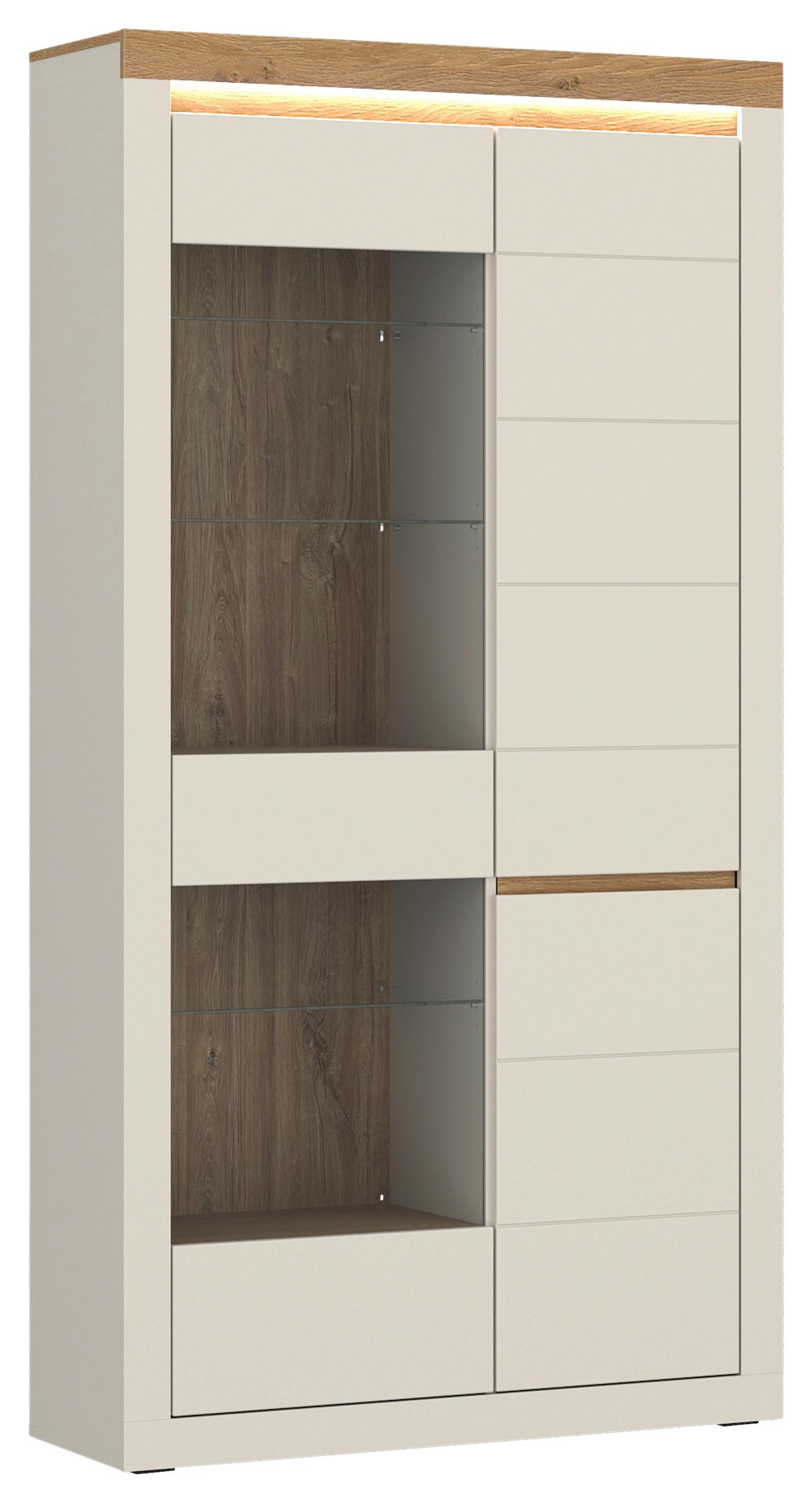 Vitrina Naxxar - kašmir/boja hrasta, Trendi, staklo/pločasti materijal (104,2/204,7/39,6cm) - Modern Living