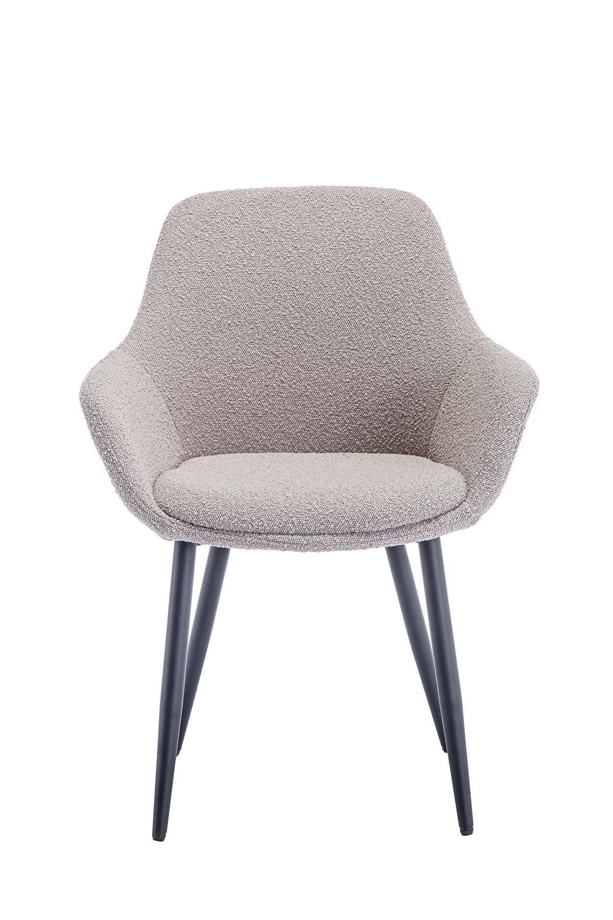 Set Stolov Bouclé, Rjavosiva, 2-Delni - rjavosiva/črna, Moderno, kovina/tekstil (64/86/59cm) - Livetastic