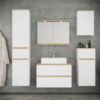 Badezimmer Cosila - Honigeiche/Weiss, Trend, Keramik/Holzwerkstoff (160cm) - MID.YOU