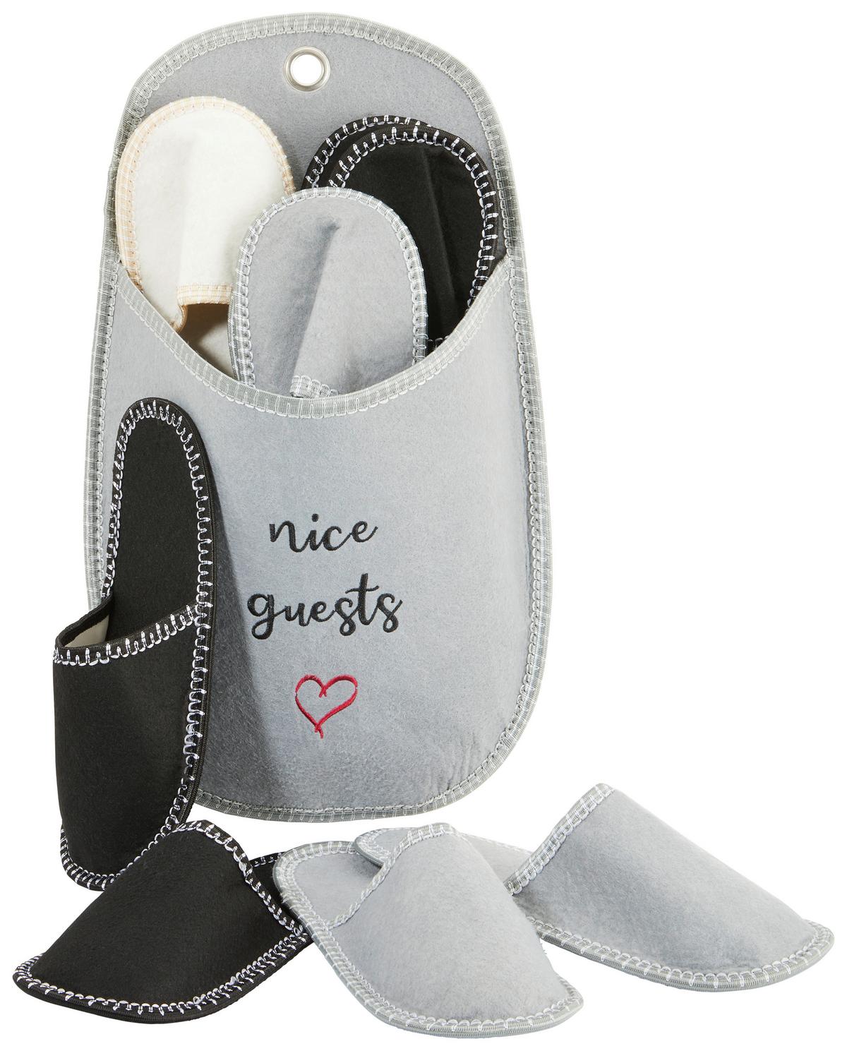 Set papuci musafiri Nice Guests - gri deschis/alb, Konventionell, textil (35-45null) - Modern Living