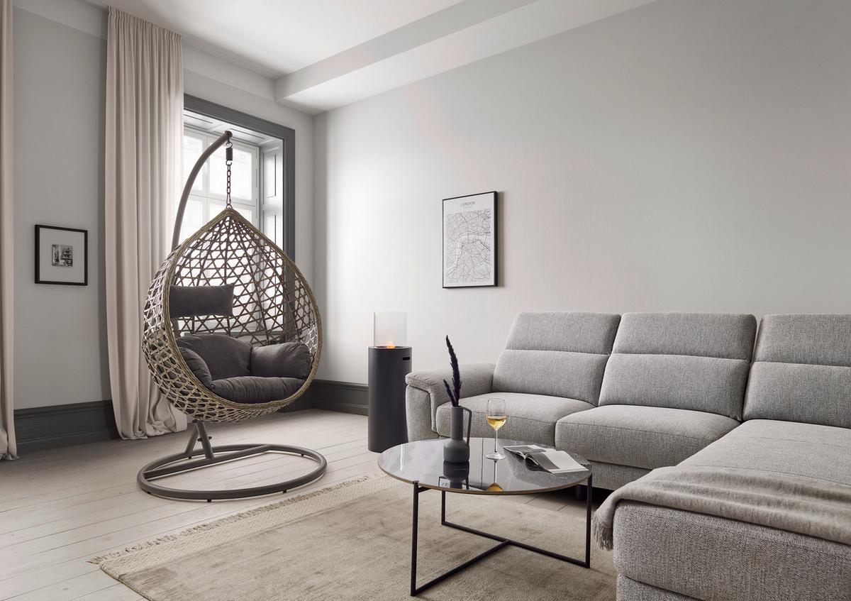 Hängesessel Carmella Grau Metall/Kunststoff/Outdoorstoff - Grau, MODERN, Kunststoff/Textil (105/196/120cm) - Bessagi Garden