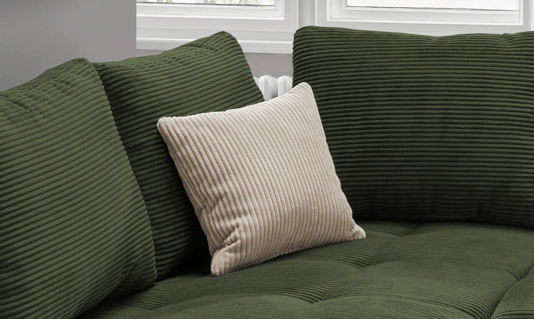 HOEKSOFA ALVITO - Donkergroen/Beige, Design, Hout/Textiel (202/298cm) - P & B