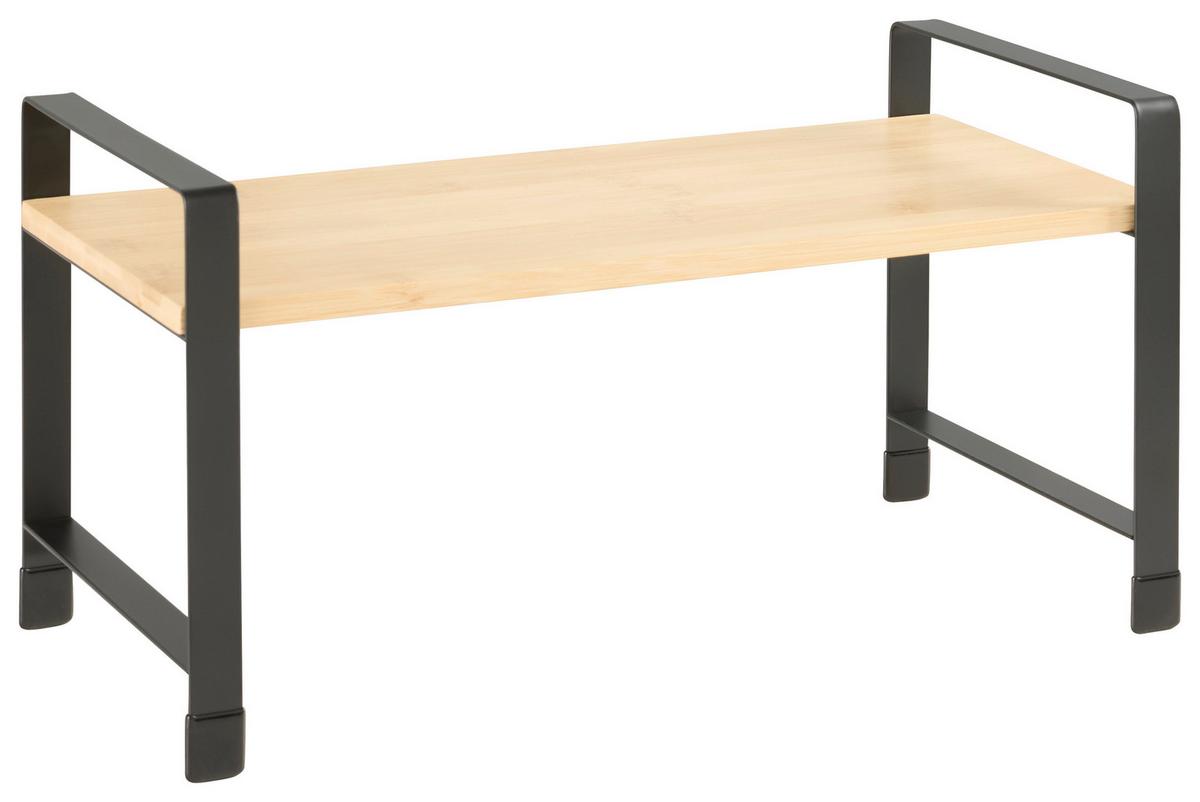 Etajeră de bucătărie Rita - 1 - culoare natur/negru, Modern, materiale naturale/metal (40/20/23cm) - Mömax