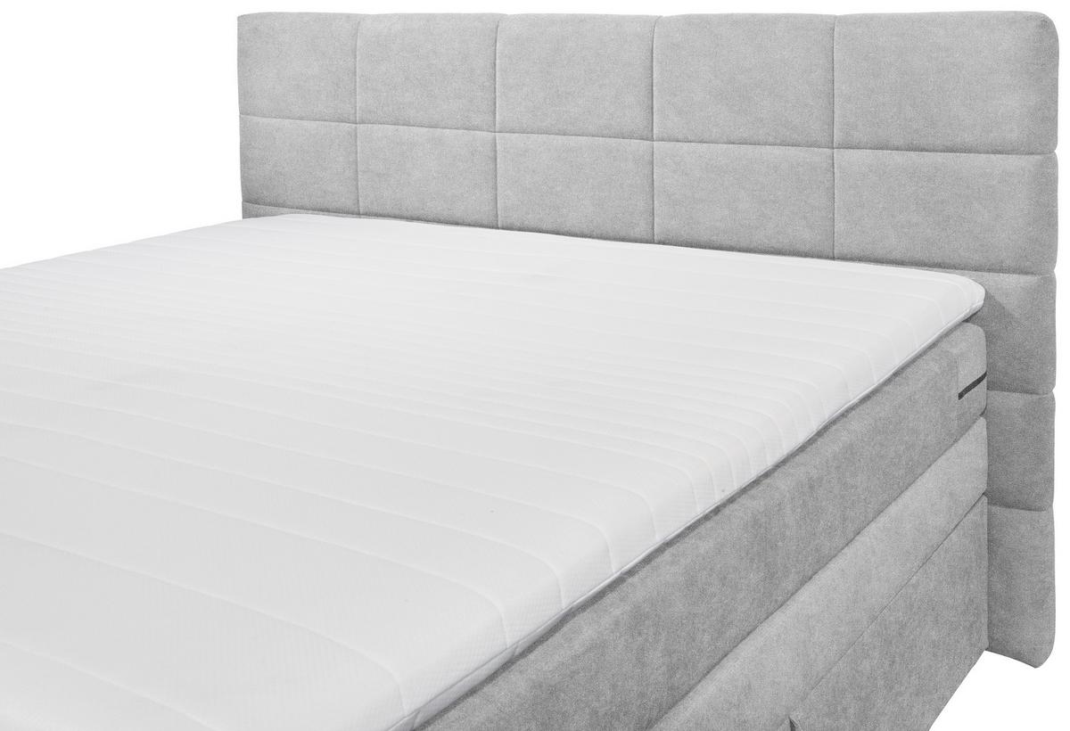 Boxspringbett Tacoma 3 inkl. Topper ca. 180x200 cm Silberf. - Silberfarben, KONVENTIONELL, Kunststoff/Textil (180/200cm) - MID.YOU