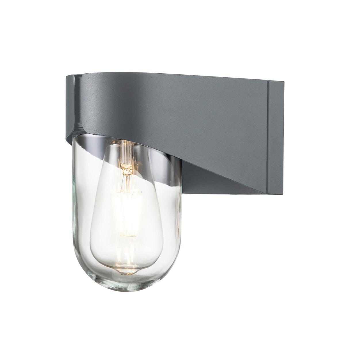 Kültéri Falilámpa Porto - szürke, Design, üveg/fém (11,5/18,8cm) - Elstead Lighting