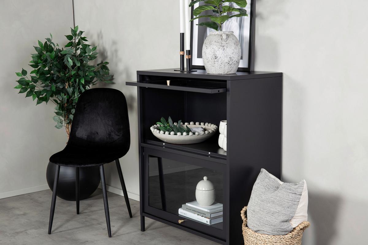 SIDEBOARD BAKAL - Schwarz, Design, Glas/Metall (80/100/40cm) - Livetastic