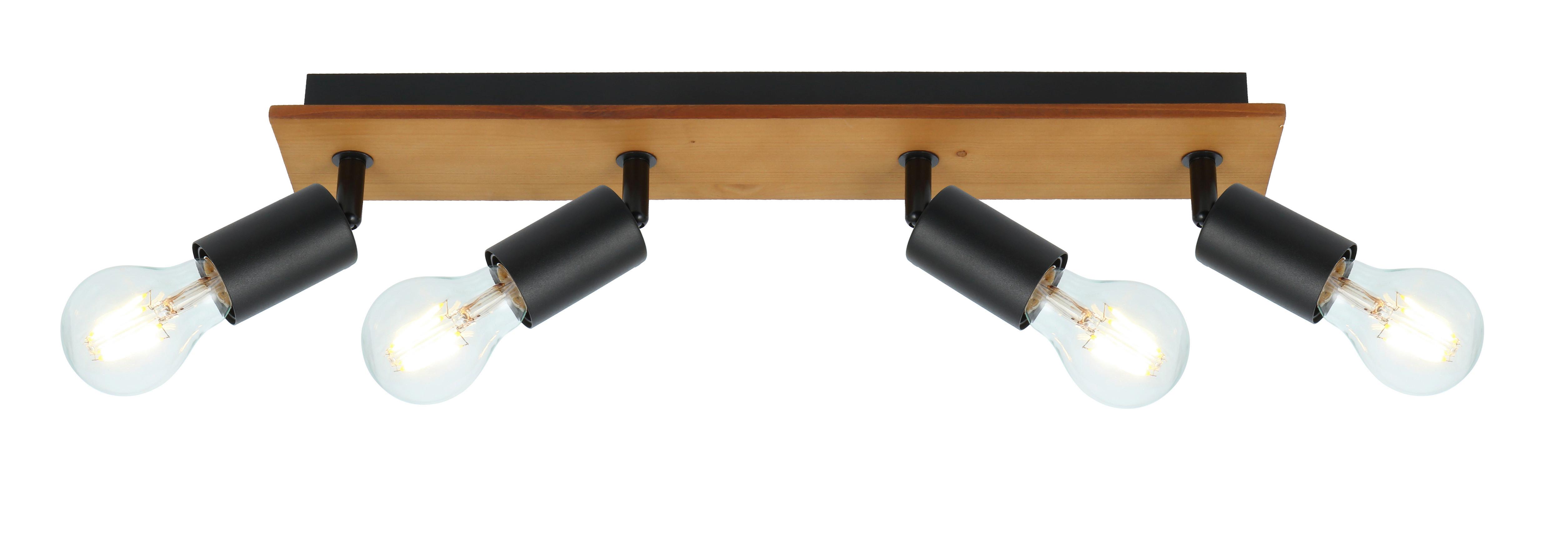 Strahler Martha Braun/Schwarz max. 40 Watt - Schwarz/Braun, Natur, Holz/Metall (49/9/11cm) - Globo