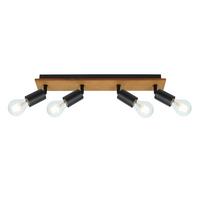 Strahler Martha Braun/Schwarz max. 40 Watt - Schwarz/Braun, Natur, Holz/Metall (49/9/11cm) - Globo