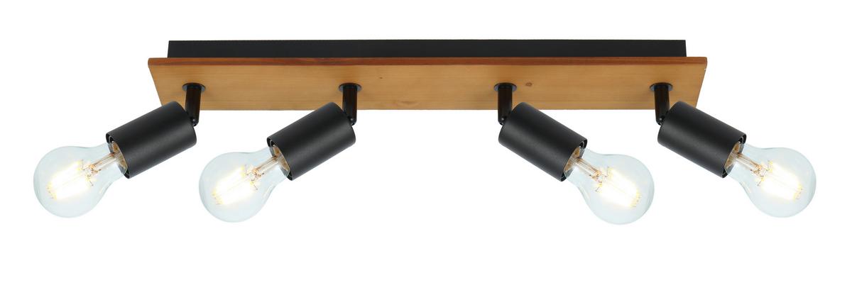 Strahler Martha Braun/Schwarz max. 40 Watt - Schwarz/Braun, Natur, Holz/Metall (49/9/11cm) - Globo