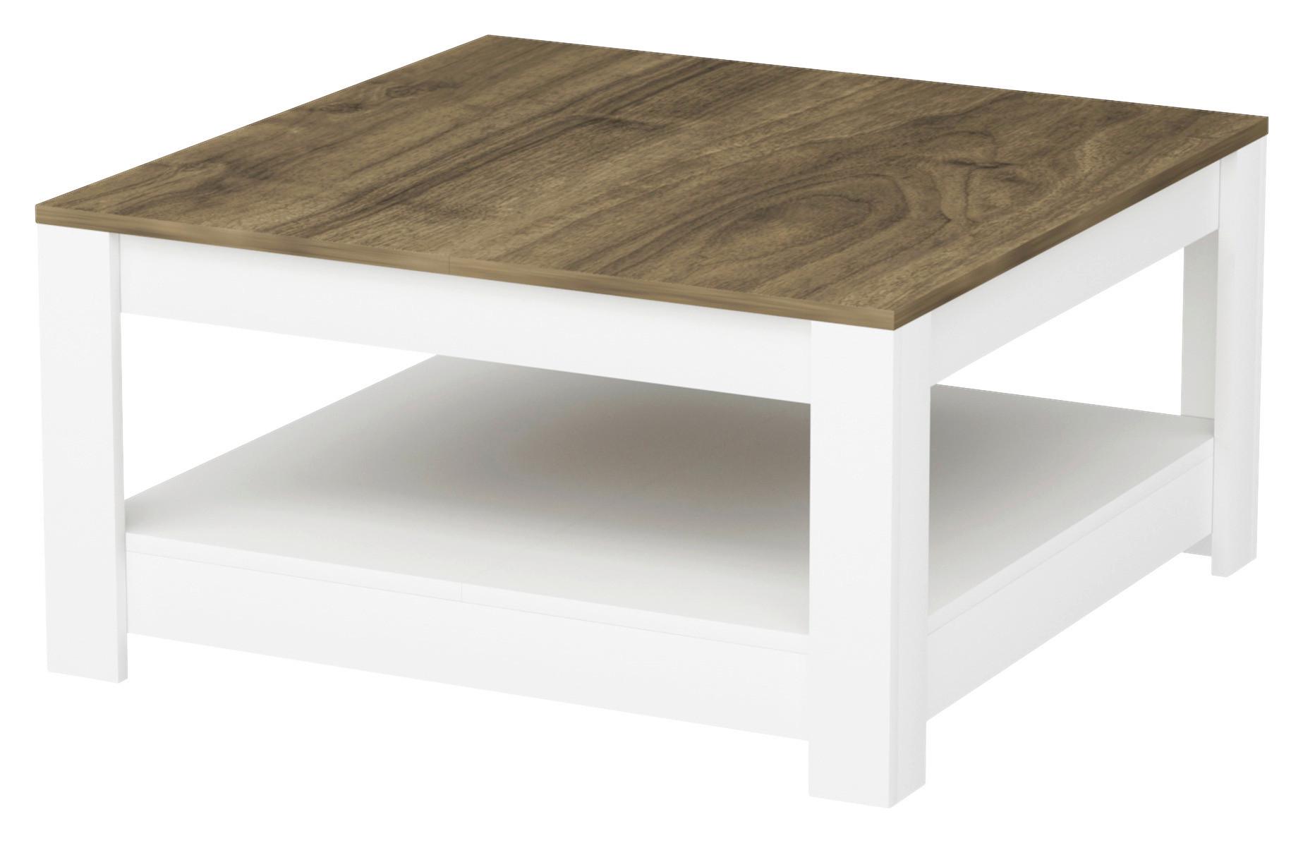 COUCHTISCH ATHENA COUCHTISCH - Weiss/Walnussfarben, Design, Holzwerkstoff (89/89/45cm) - Livetastic