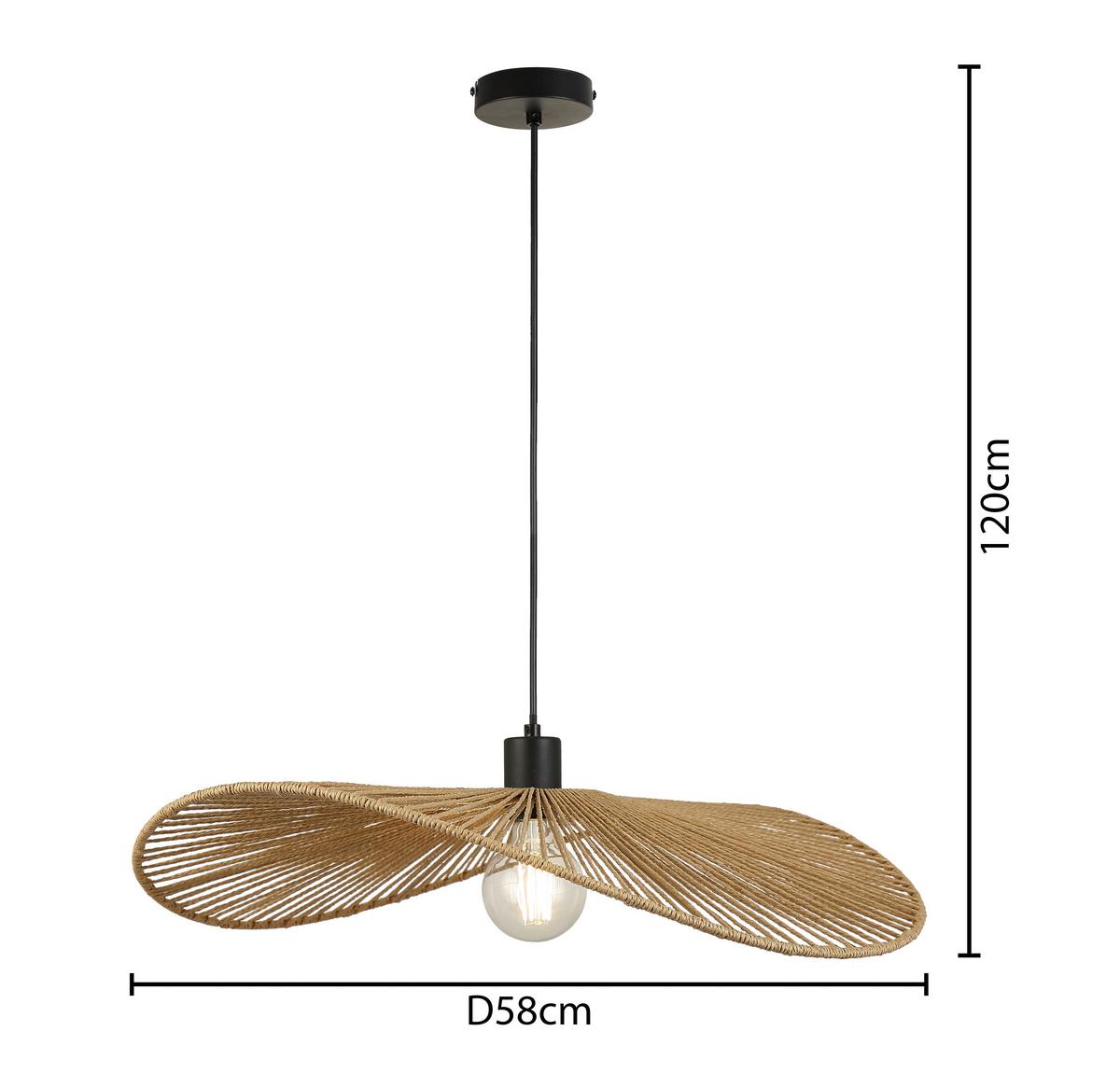LAMPA WISZĄCA BLI - czarny, Modern, metal/papier (58/120cm) - Mömax