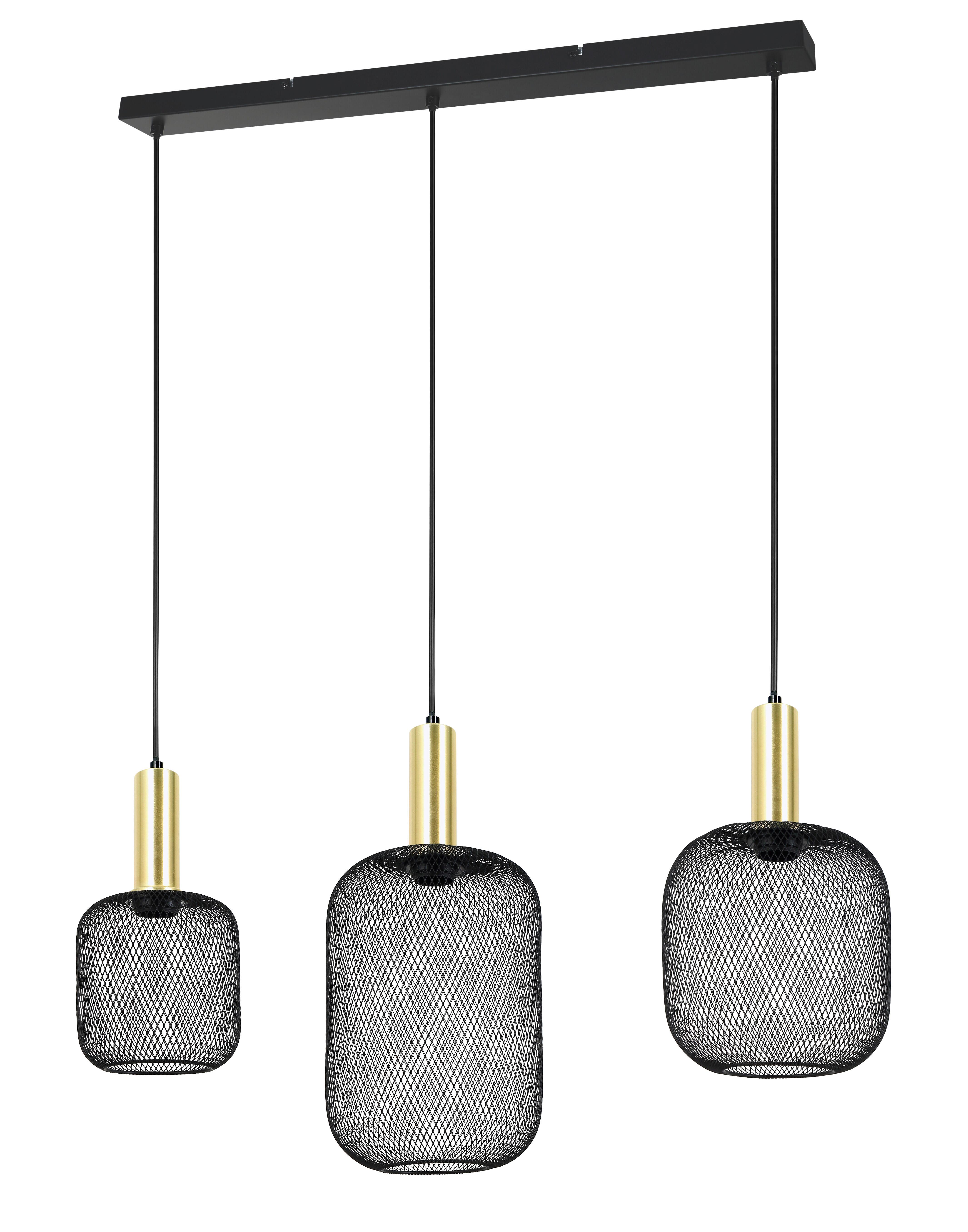 Hängeleuchte Drato Schwarz max. 25 Watt - Goldfarben/Schwarz, MODERN, Metall (81.5/20/120cm) - Mömax