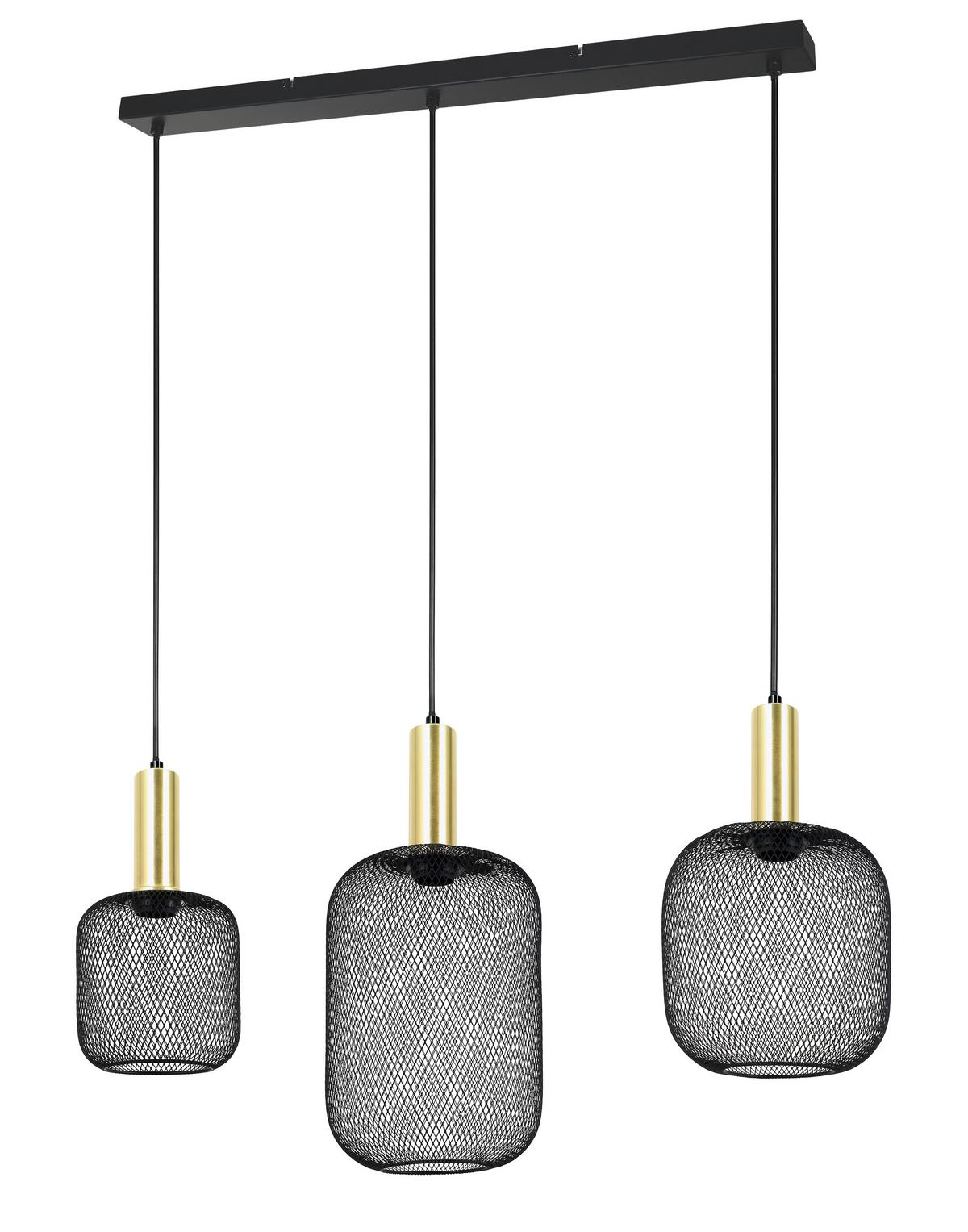Hängeleuchte Drato Schwarz max. 25 Watt - Goldfarben/Schwarz, MODERN, Metall (81.5/20/120cm) - Mömax