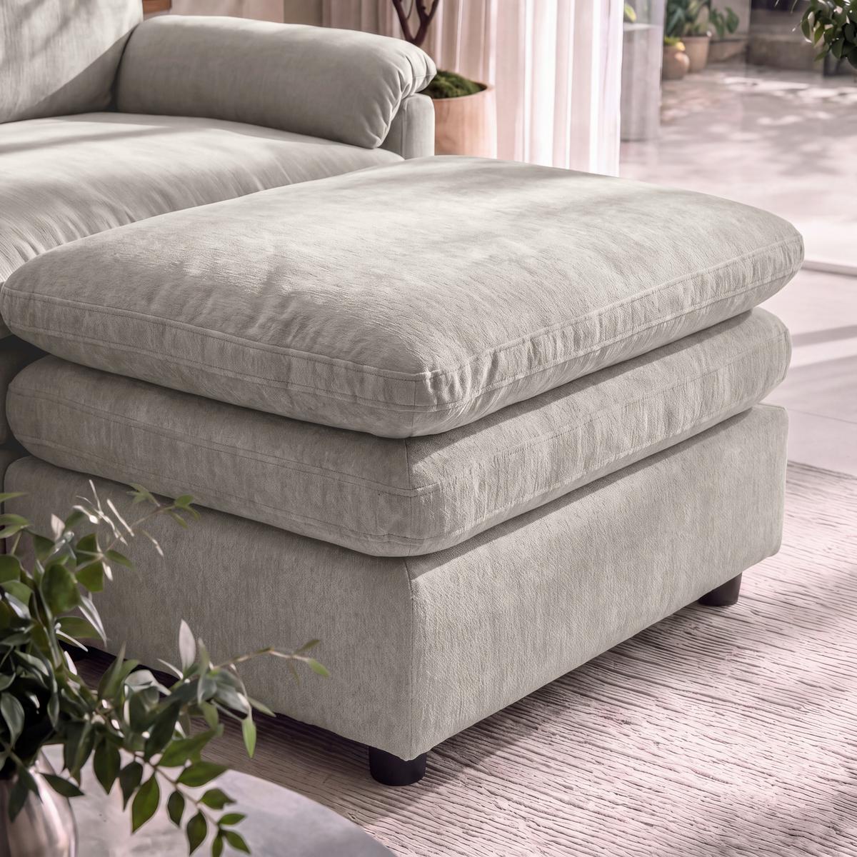 Wohnlandschaft Alessia Chenille Grau - Schwarz/Grau, MODERN, Holz/Kunststoff (188/137cm) - Bessagi Home