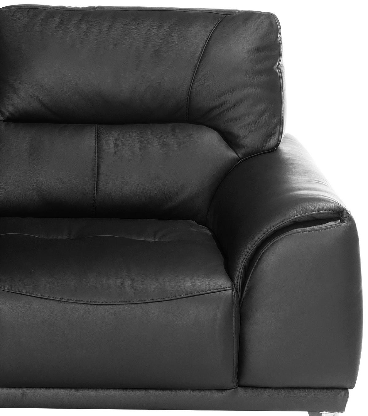 Zweisitzer-Sofa "Frisco" , schwarz - Chromfarben/Schwarz, MODERN, Textil/Metall (166/92/96cm) - MID.YOU