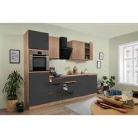 Küchenzeile Premium m. Geräte Grau/Eiche B: ca. 280 cm - Eichefarben/Grau, Basics, Holzwerkstoff (280cm) - Respekta