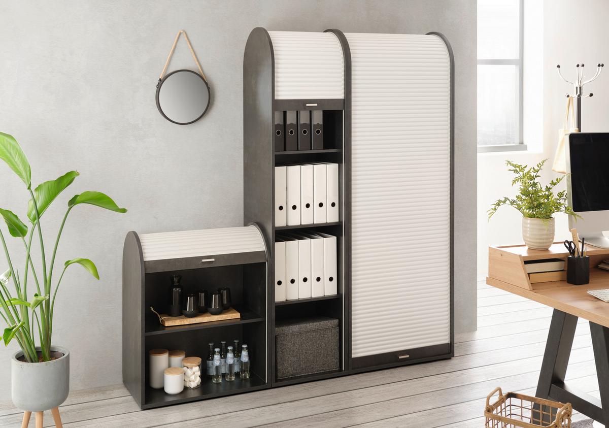 Rolloschrank Mister Office Schwarz/Weiß - Schwarz/Weiß, MODERN, Holzwerkstoff (46/192/44cm) - Mömax