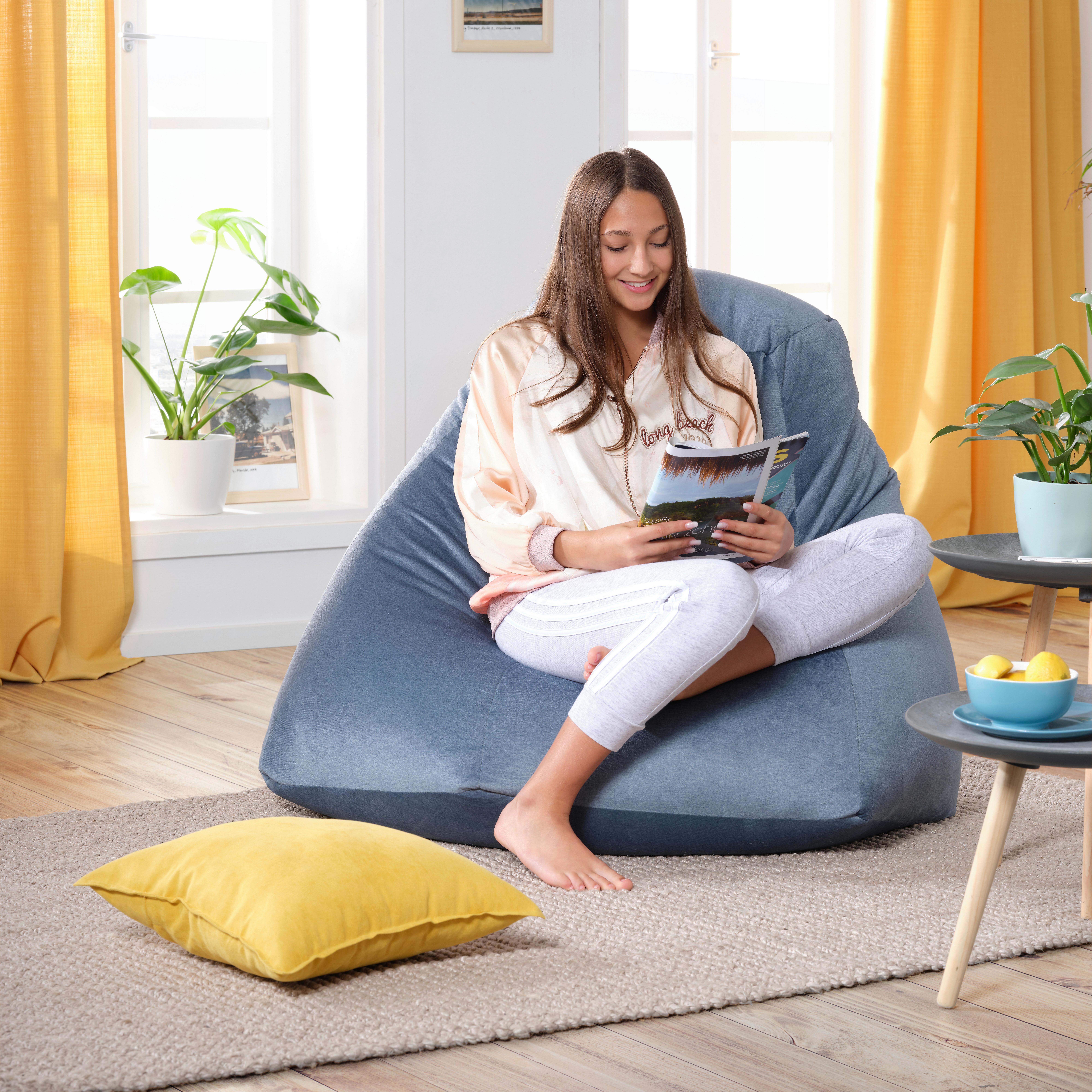 Ülőzsák Verona Samt - türkiz/kék, textil (90/105/90cm) - Best Price