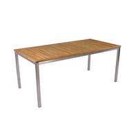 Gartentisch Denver ca. 90x180x75 cm Teak massiv - Silberfarben/Teakfarben, MODERN, Holz/Metall (180/90/75cm) - Gardenson