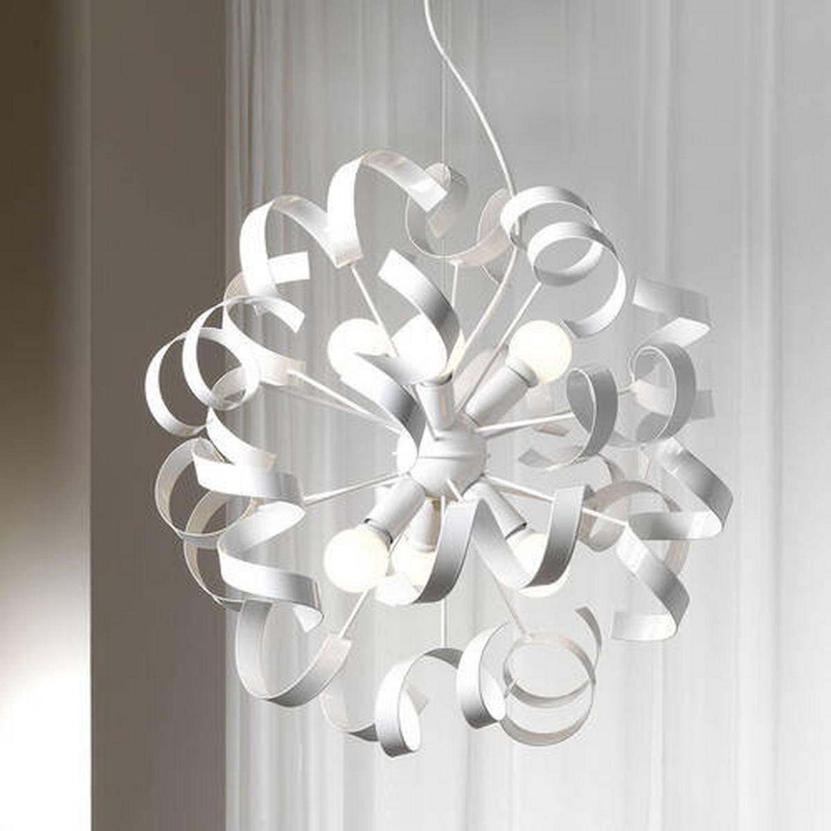 Hängeleuchte Zoe Weiß max. 6 Watt - Weiß, Design, Metall (50/150cm)