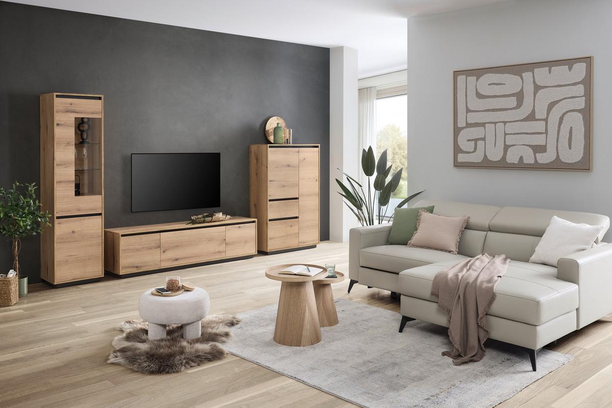 Tv Komoda Puro - boje hrasta/crna, Moderno, drvni materijal (180/48/42cm) - Modern Living