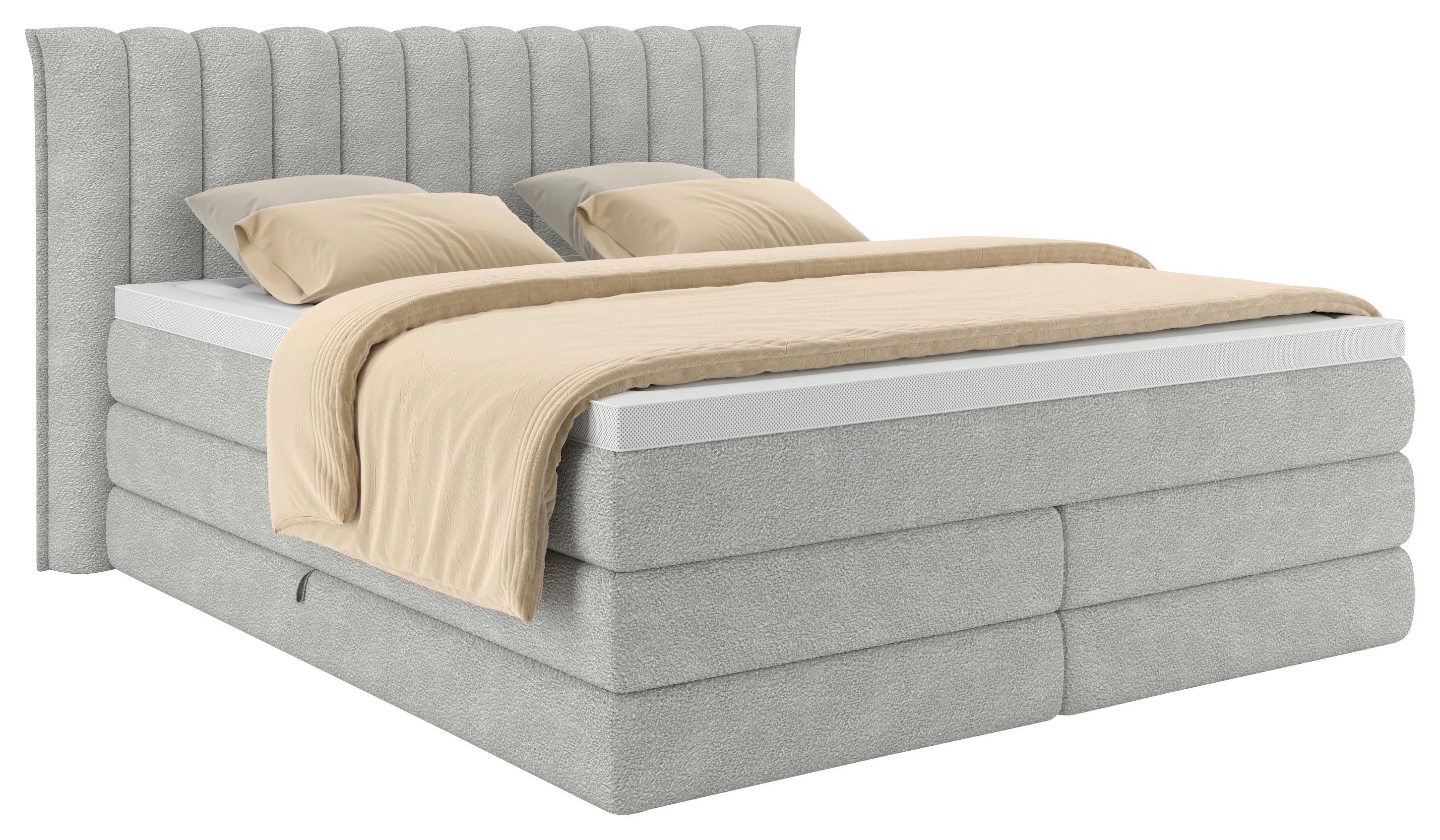 Boxspringbett Lina Hellgrau ca. 180x200cm - Hellgrau, KONVENTIONELL, Holz/Holzwerkstoff (180/200cm) - Premium Living