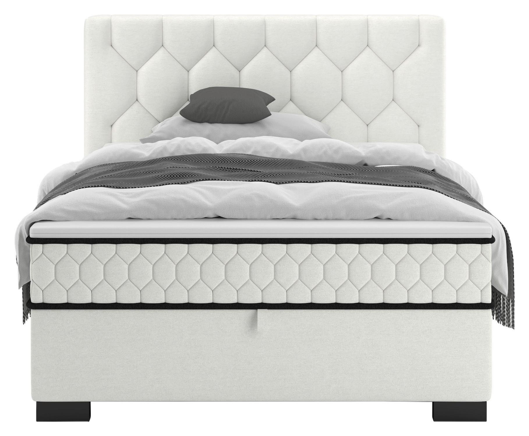 Boxbett Maya D Creme ca. 120x200cm - Creme/Schwarz, KONVENTIONELL, Holz/Holzwerkstoff (120/200cm) - Mömax