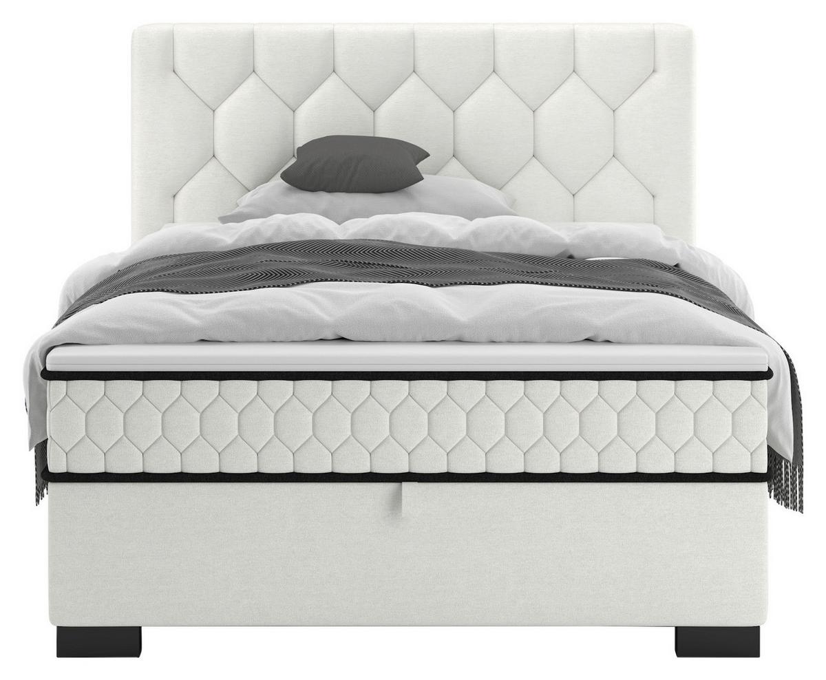 Boxbett Maya D Creme ca. 120x200cm - Creme/Schwarz, KONVENTIONELL, Holz/Holzwerkstoff (120/200cm) - Mömax
