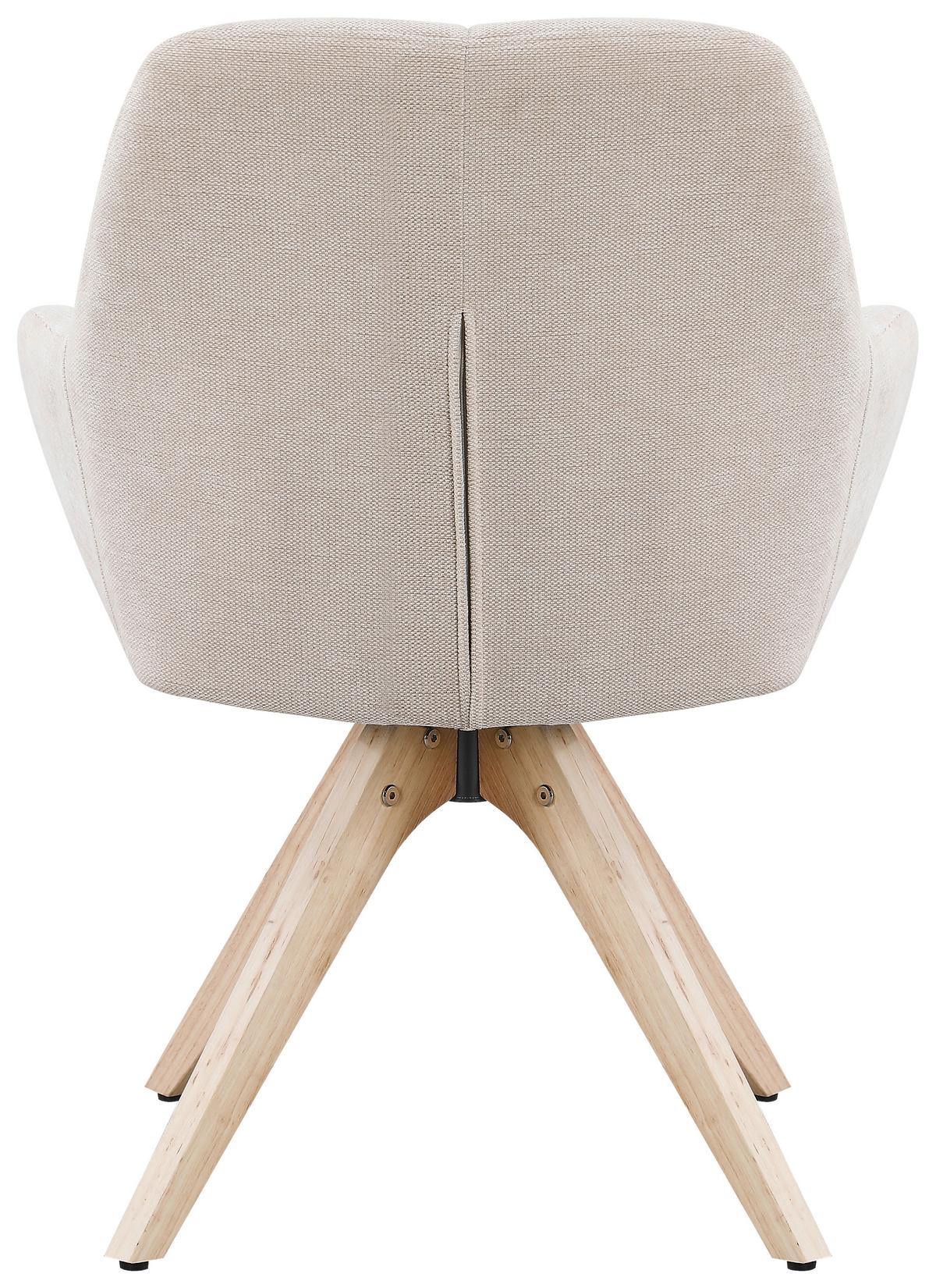 Naslanjač Woody, Bež, Vrtljiv - bež/naravne barve, Trend, tekstil/les (64/83/61cm)