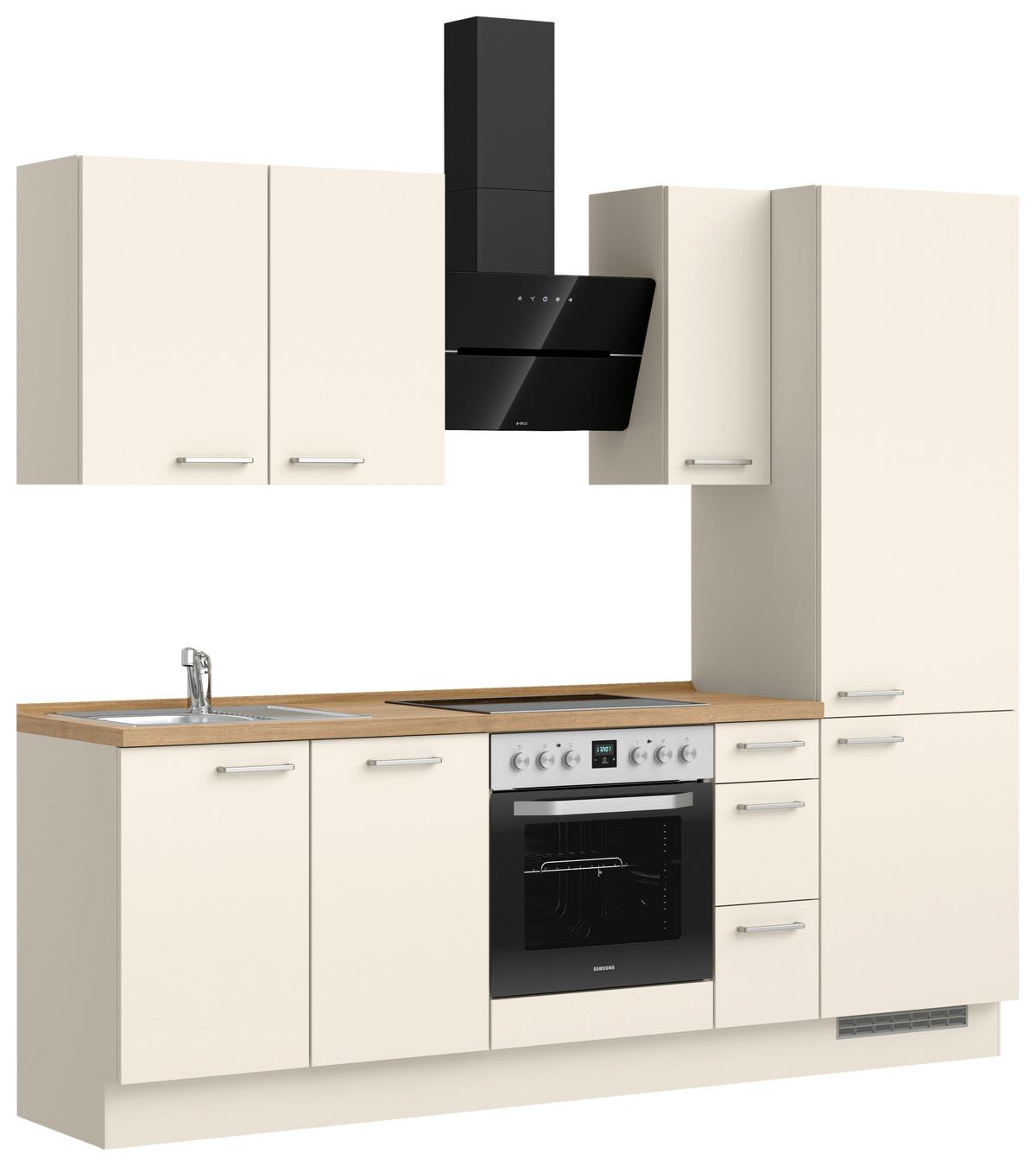 Küchenblock Touch High m. Geräten Magnolie - Edelstahlfarben/Eichefarben, MODERN, Holzwerkstoff/Metall (240cm) - Nobilia